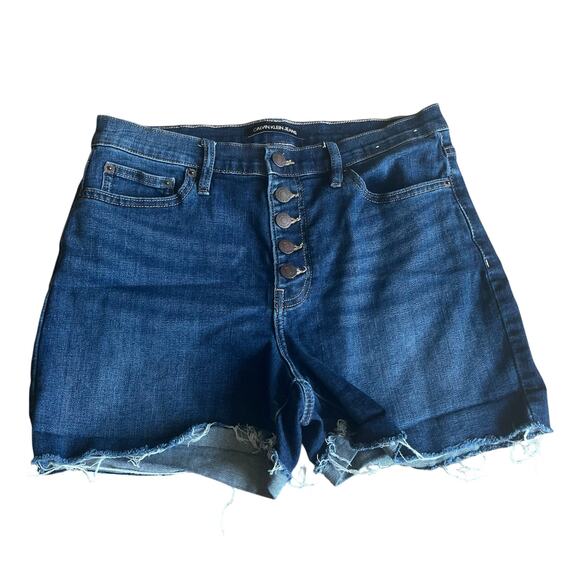 Calvin Klein Jeans Dark Wash Button Fly Jean Shorts Size 29 - Picture 1 of 6